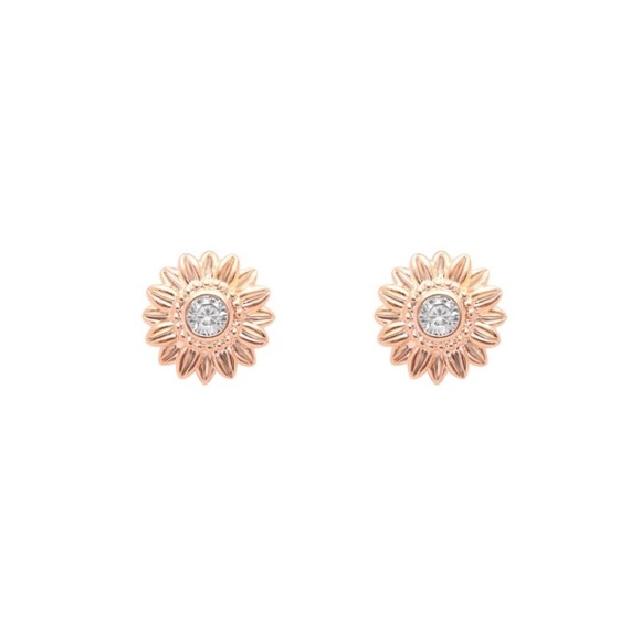 Rose Gold Sunflower Stud Earrings - Picture 5 of 5